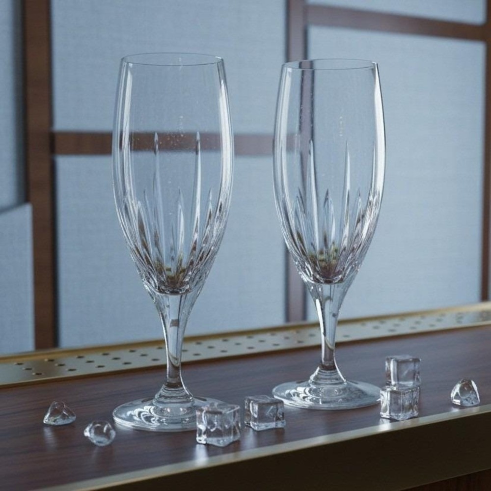2 Mikasa Arctic Lights crystal pattern Iced Tea Glasses